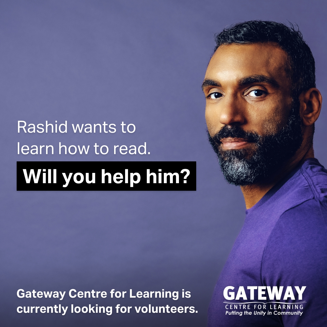 Rashid wants to learn how to read. Will you help him?